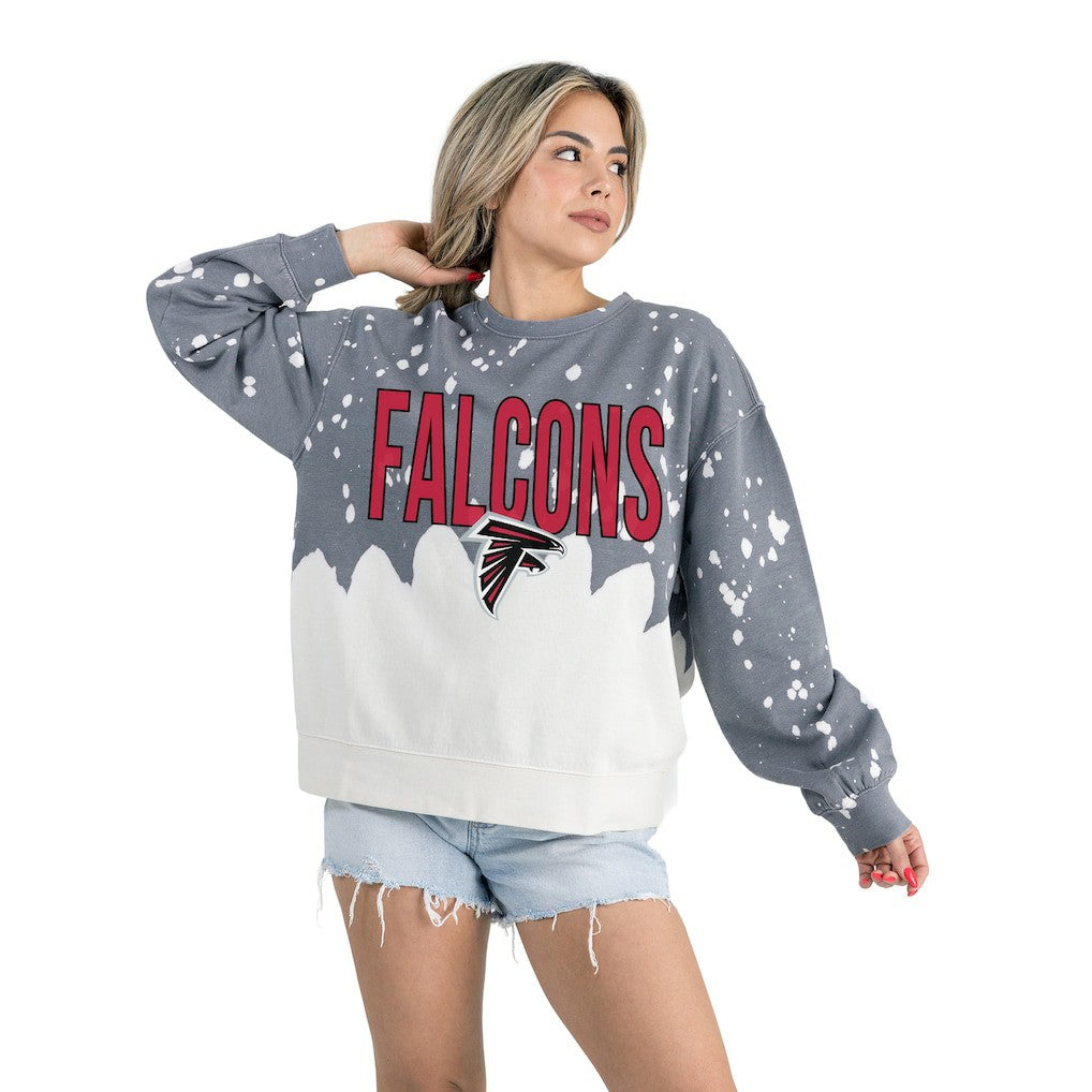 Gameday Couture Women's Oversized Faded Wash Tri-Blend Pullover Sweatshirt - Atlanta Falcons Pullover