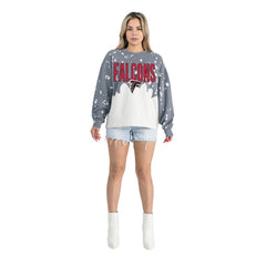 Gameday Couture Women's Oversized Faded Wash Tri-Blend Pullover Sweatshirt - Atlanta Falcons Pullover