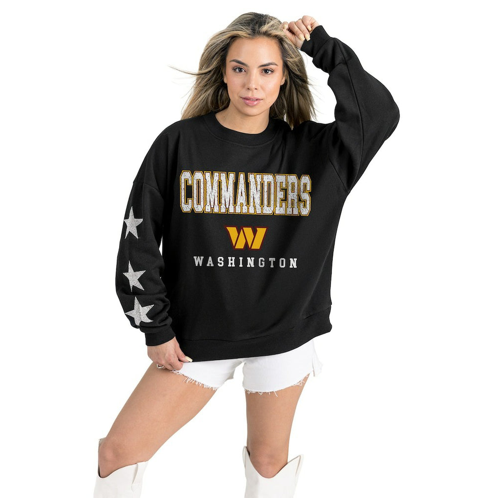 Gameday Couture Women's Velocity Relaxed Rhinestone Pullover Sweatshirt - Washington Commanders Pullover