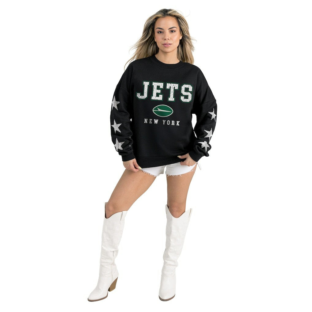 Gameday Couture Women's Velocity Relaxed Rhinestone Pullover Sweatshirt - New York Jets Pullover