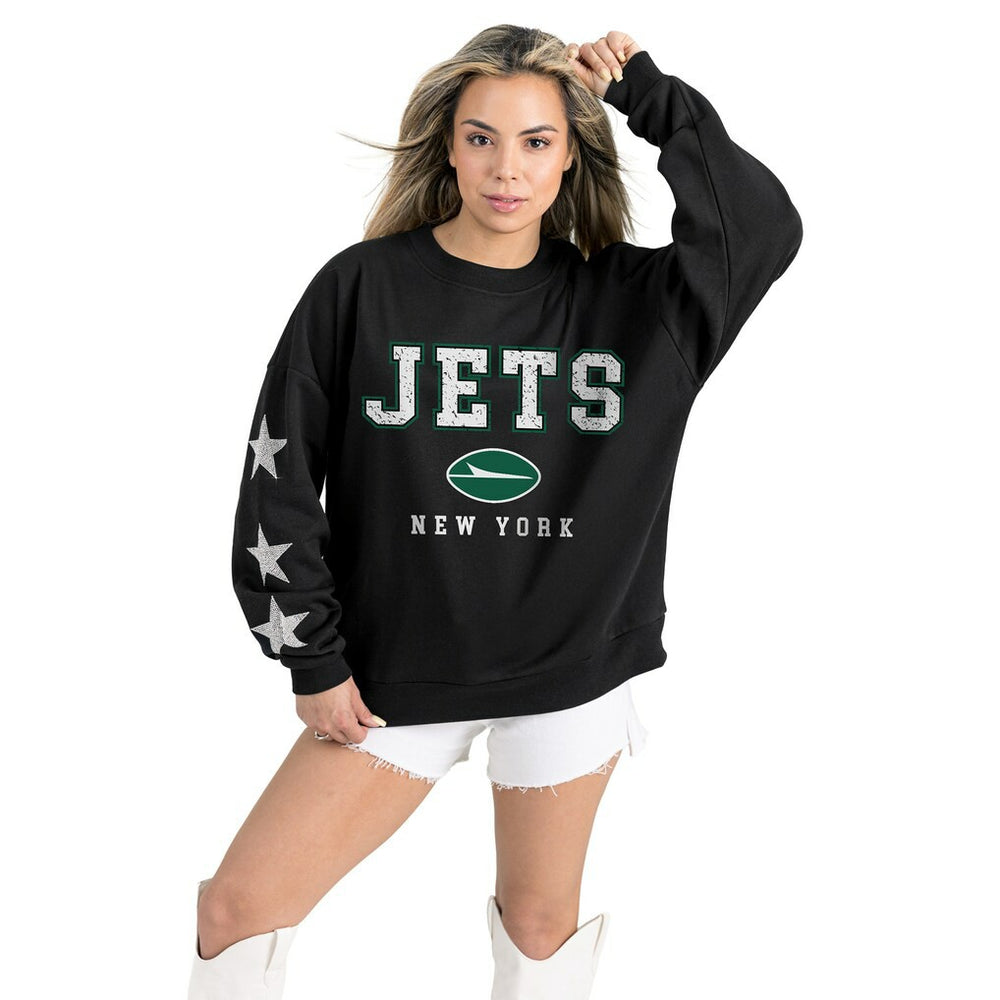 Gameday Couture Women's Velocity Relaxed Rhinestone Pullover Sweatshirt - New York Jets Pullover