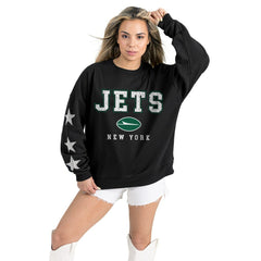 Gameday Couture Women's Velocity Relaxed Rhinestone Pullover Sweatshirt - New York Jets Pullover