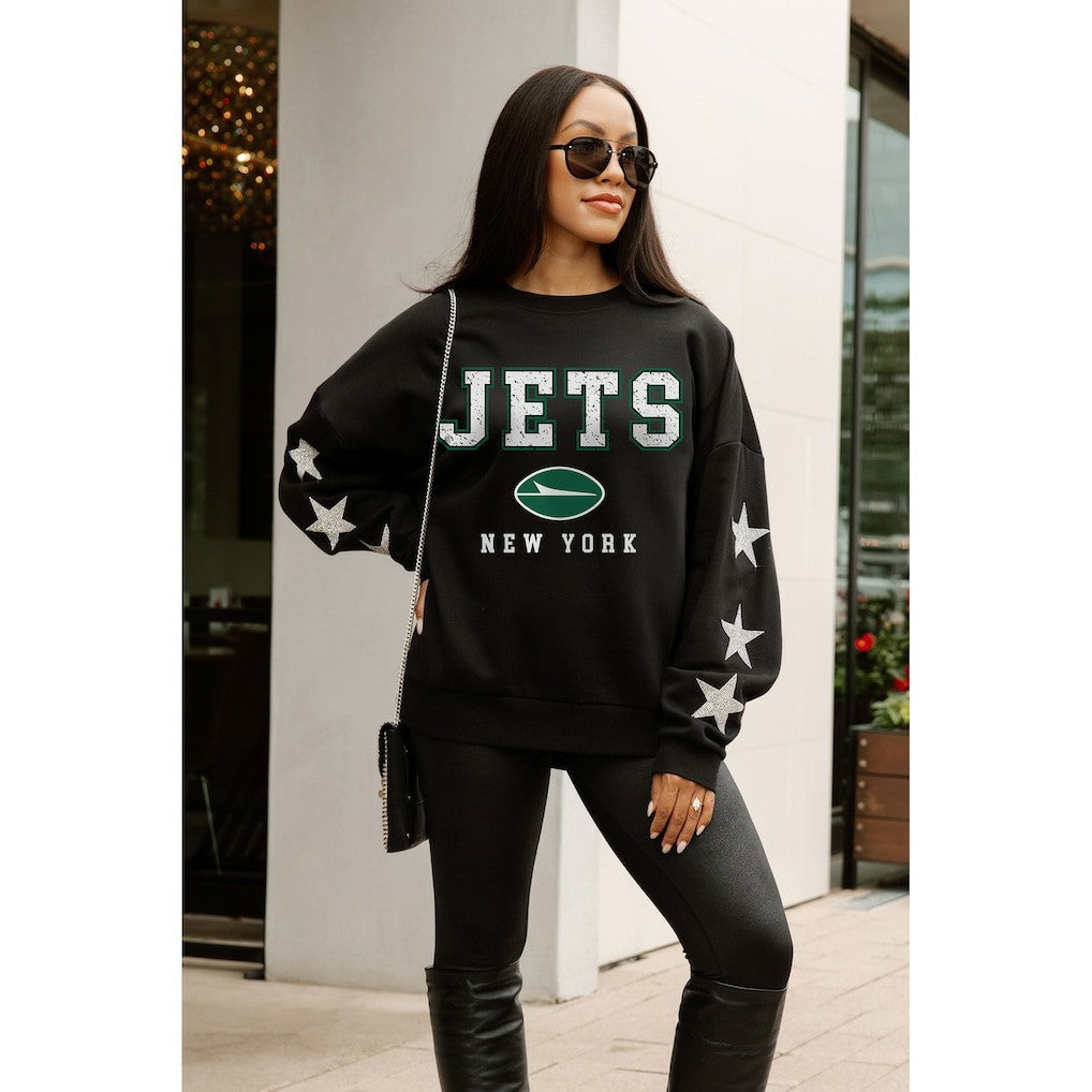 Gameday Couture Women's Velocity Relaxed Rhinestone Pullover Sweatshirt - New York Jets Pullover