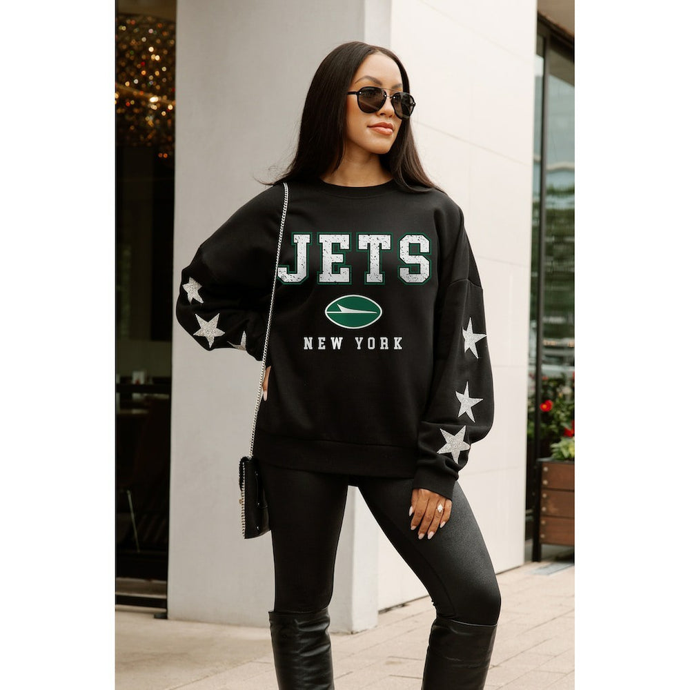 Gameday Couture Women's Velocity Relaxed Rhinestone Pullover Sweatshirt - New York Jets Pullover