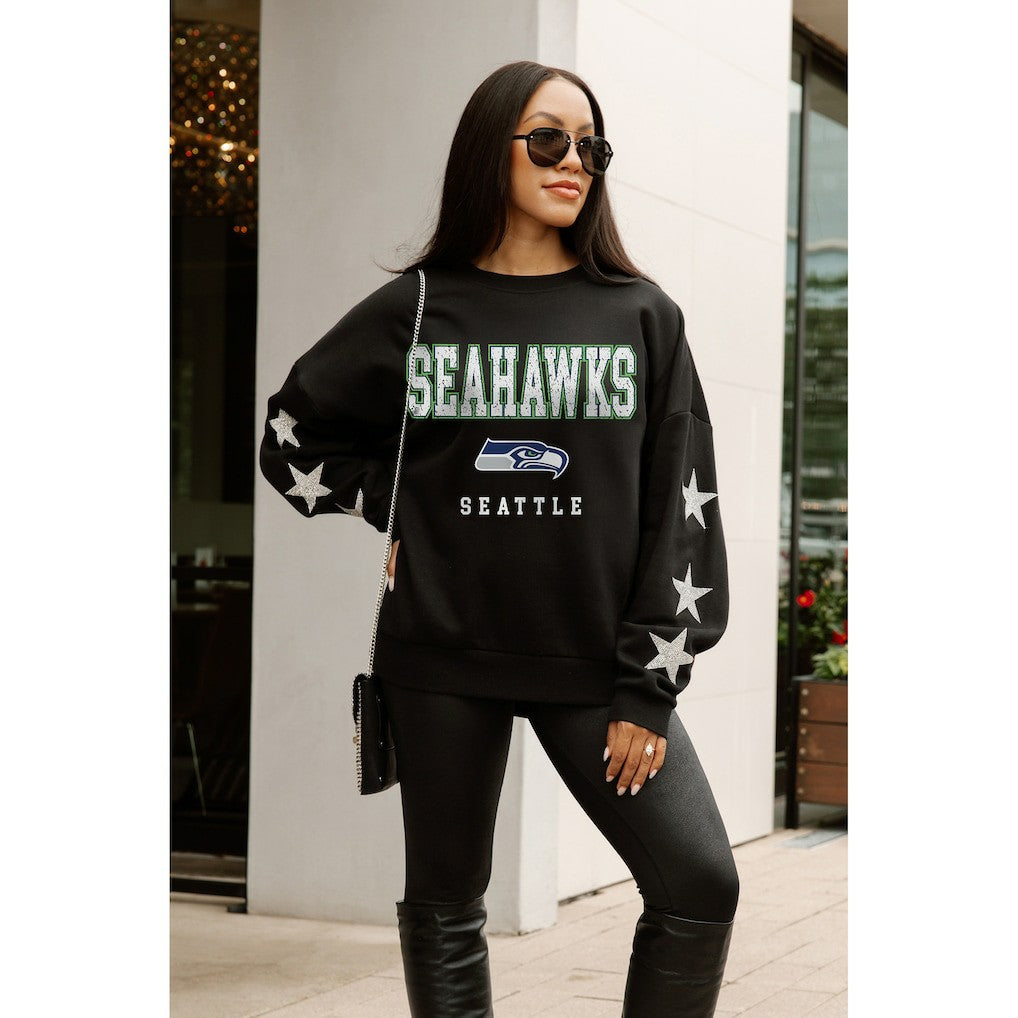 Gameday Couture Women's Velocity Relaxed Rhinestone Pullover Sweatshirt - Seattle Seahawks Pullover
