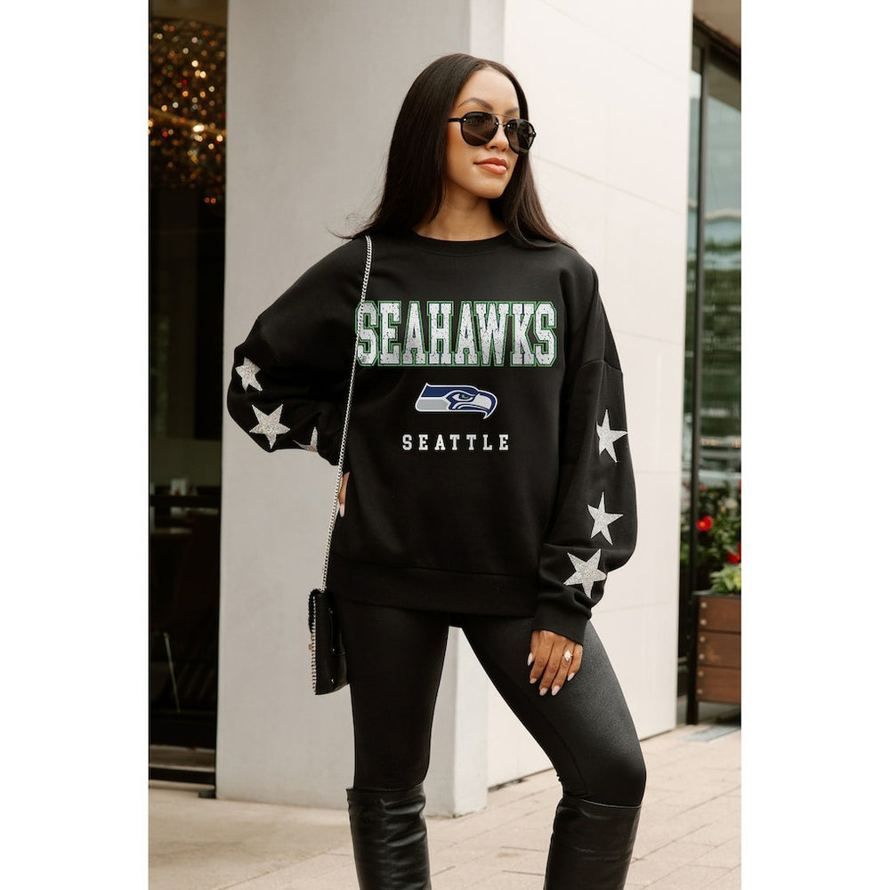 Gameday Couture Women's Velocity Relaxed Rhinestone Pullover Sweatshirt - Seattle Seahawks Pullover