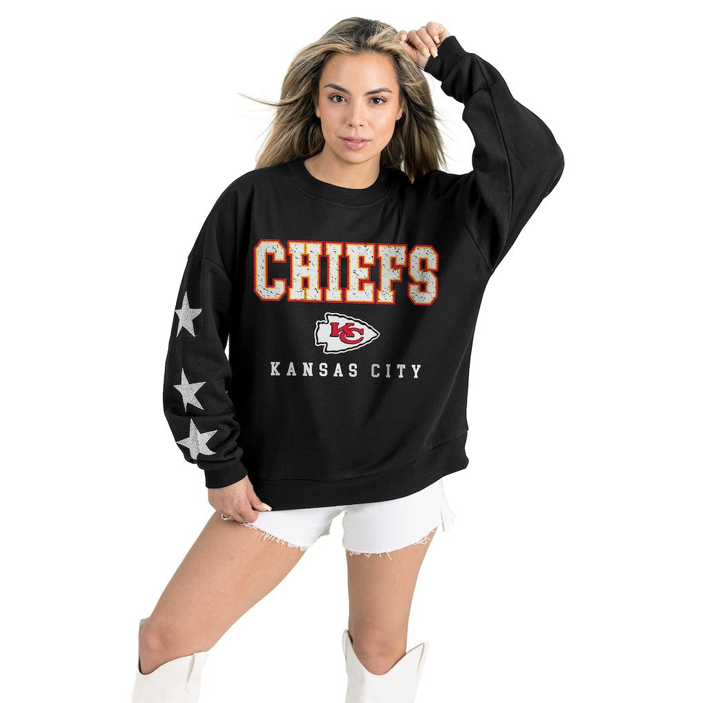 Gameday Couture Women's Velocity Relaxed Rhinestone Pullover Sweatshirt - Kansas City Chiefs Pullover