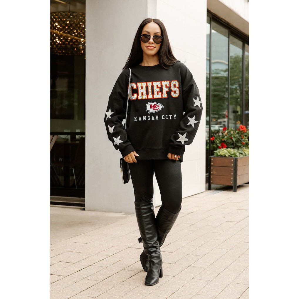 Gameday Couture Women's Velocity Relaxed Rhinestone Pullover Sweatshirt - Kansas City Chiefs Pullover