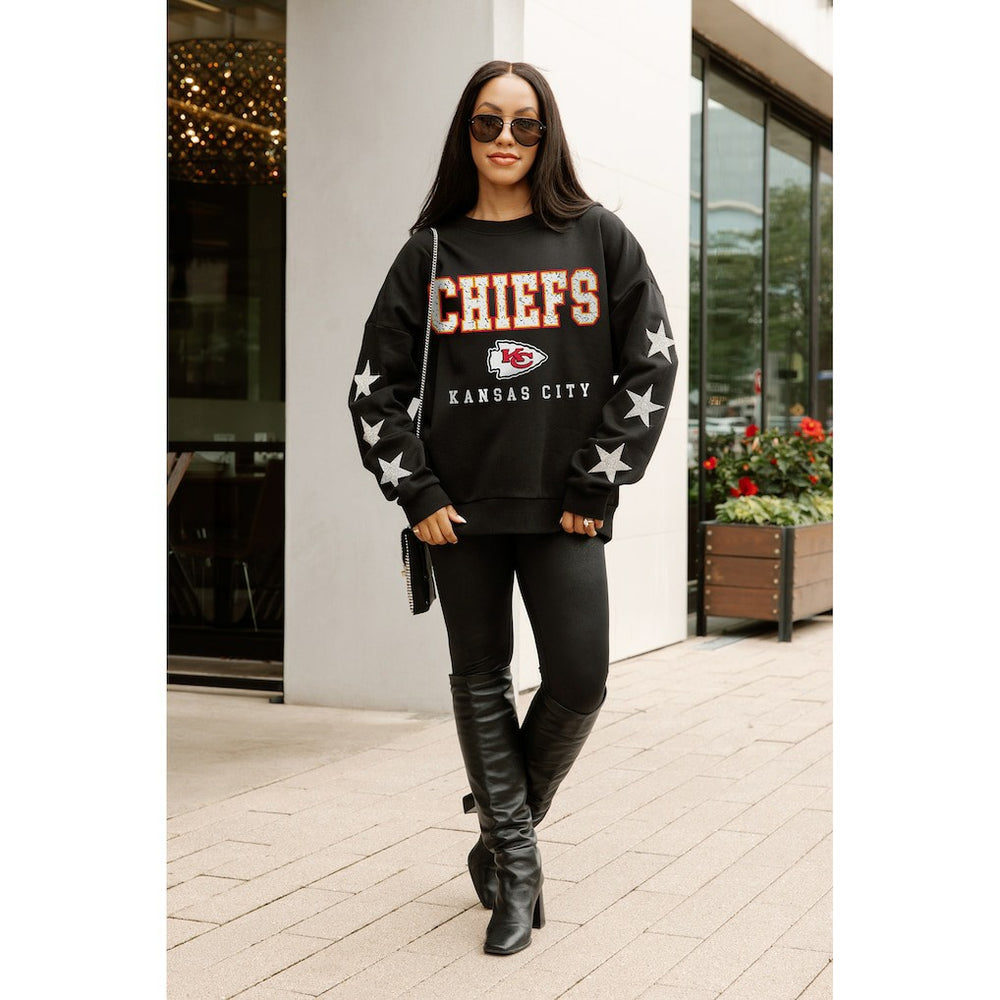 Gameday Couture Women's Velocity Relaxed Rhinestone Pullover Sweatshirt - Kansas City Chiefs Pullover