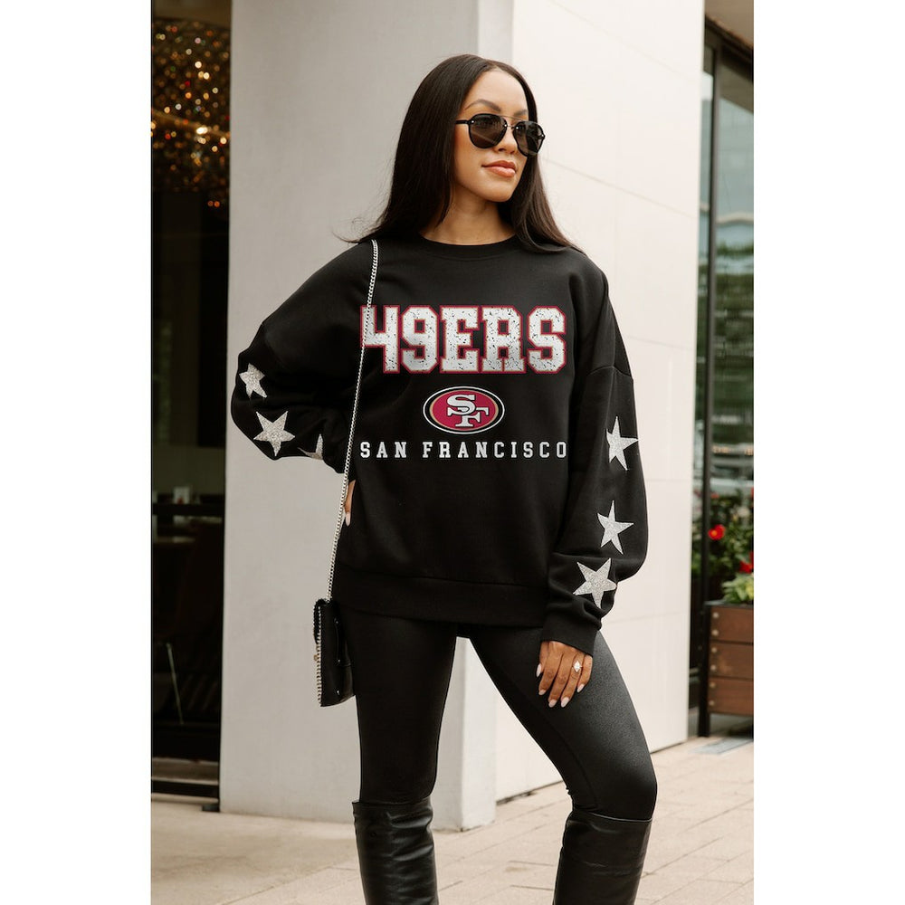 Gameday Couture Women's Velocity Relaxed Rhinestone Pullover Sweatshirt - San Francisco 49ers Pullover