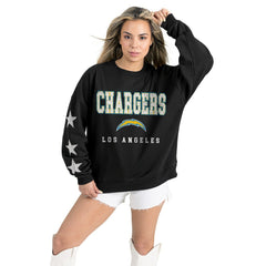 Gameday Couture Women's Velocity Relaxed Rhinestone Pullover Sweatshirt - Los Angeles Chargers Pullover