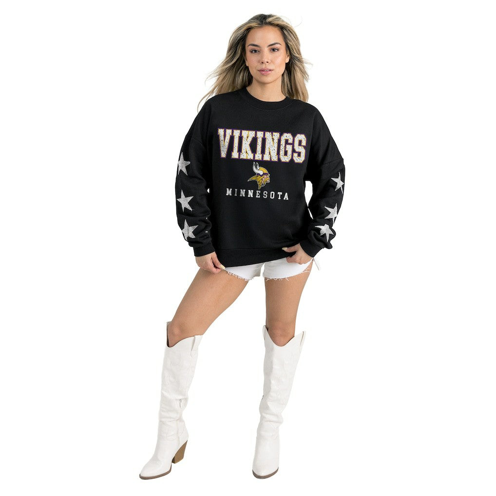 Gameday Couture Women's Velocity Relaxed Rhinestone Pullover Sweatshirt - Minnesota Vikings Pullover