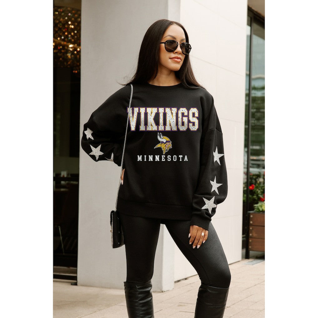 Gameday Couture Women's Velocity Relaxed Rhinestone Pullover Sweatshirt - Minnesota Vikings Pullover