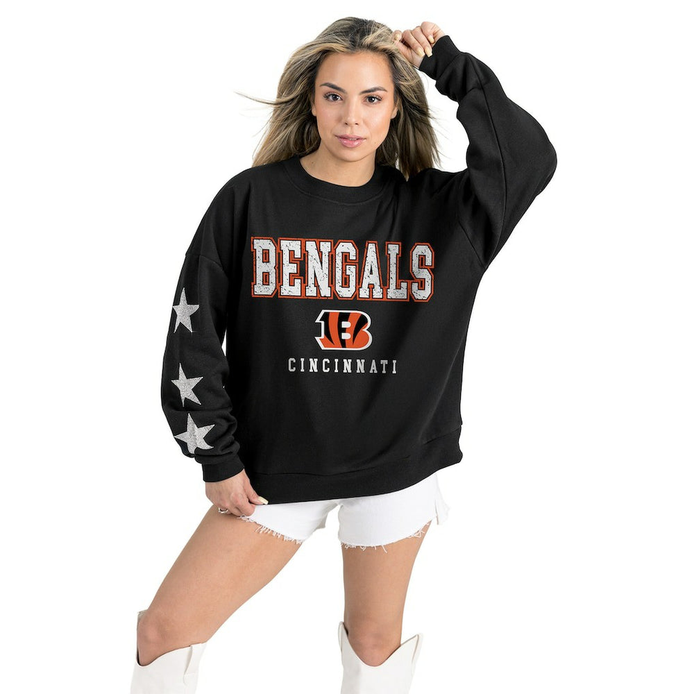 Gameday Couture Women's Velocity Relaxed Rhinestone Pullover Sweatshirt - Cincinnati Bengals Pullover