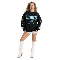 Gameday Couture Women's Velocity Relaxed Rhinestone Pullover Sweatshirt - Detroit Lions Pullover