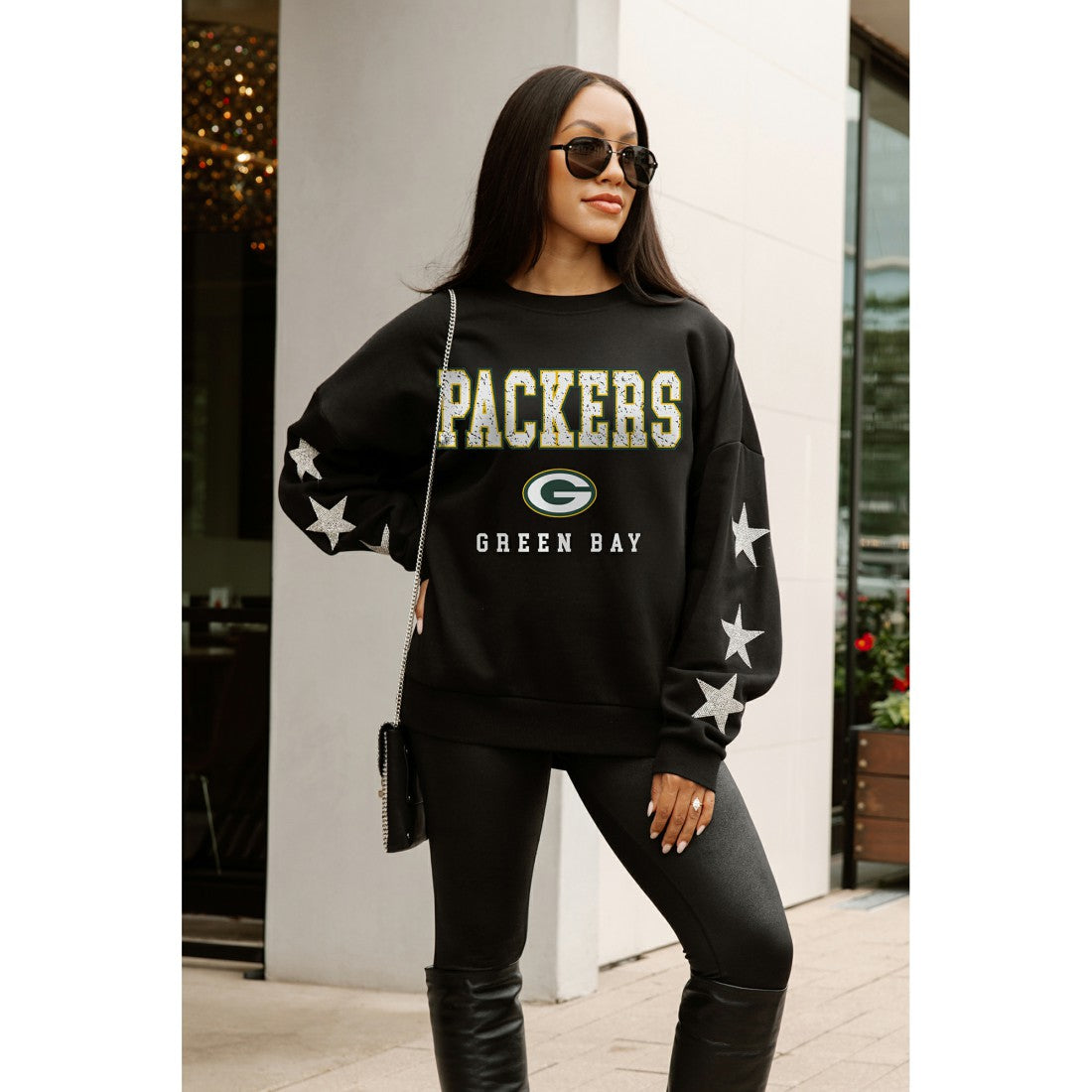 Gameday Couture Women's Velocity Relaxed Rhinestone Pullover Sweatshirt - Green Bay Packers Pullover