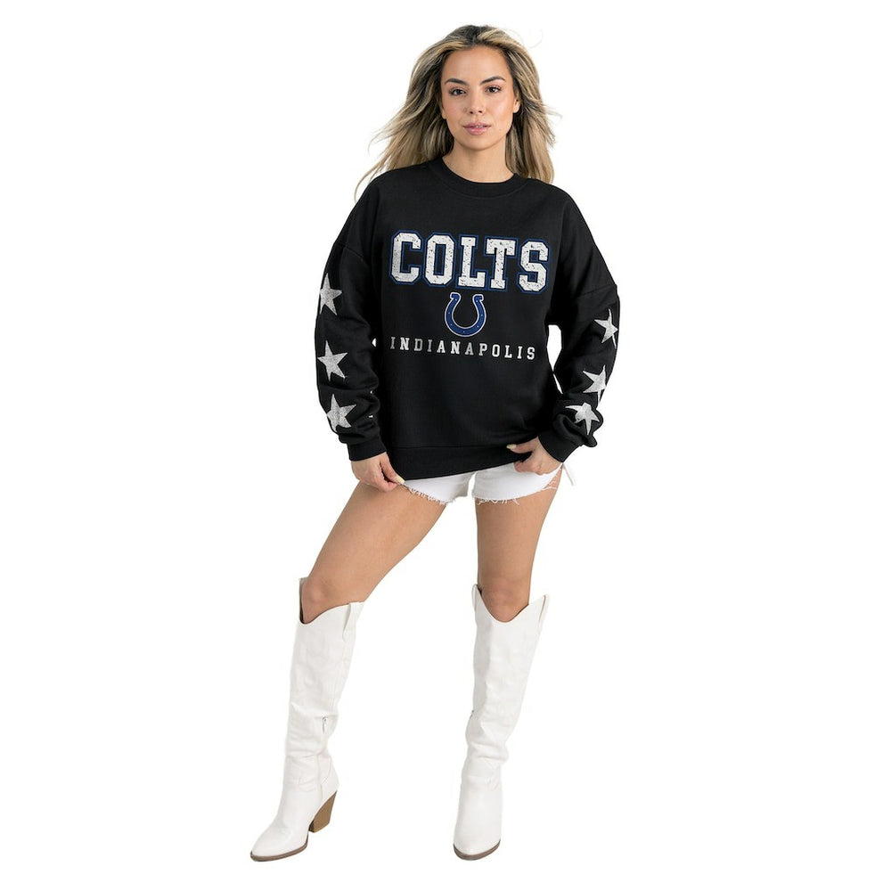 Gameday Couture Women's Velocity Relaxed Rhinestone Pullover Sweatshirt - Indianapolis Colts Pullover