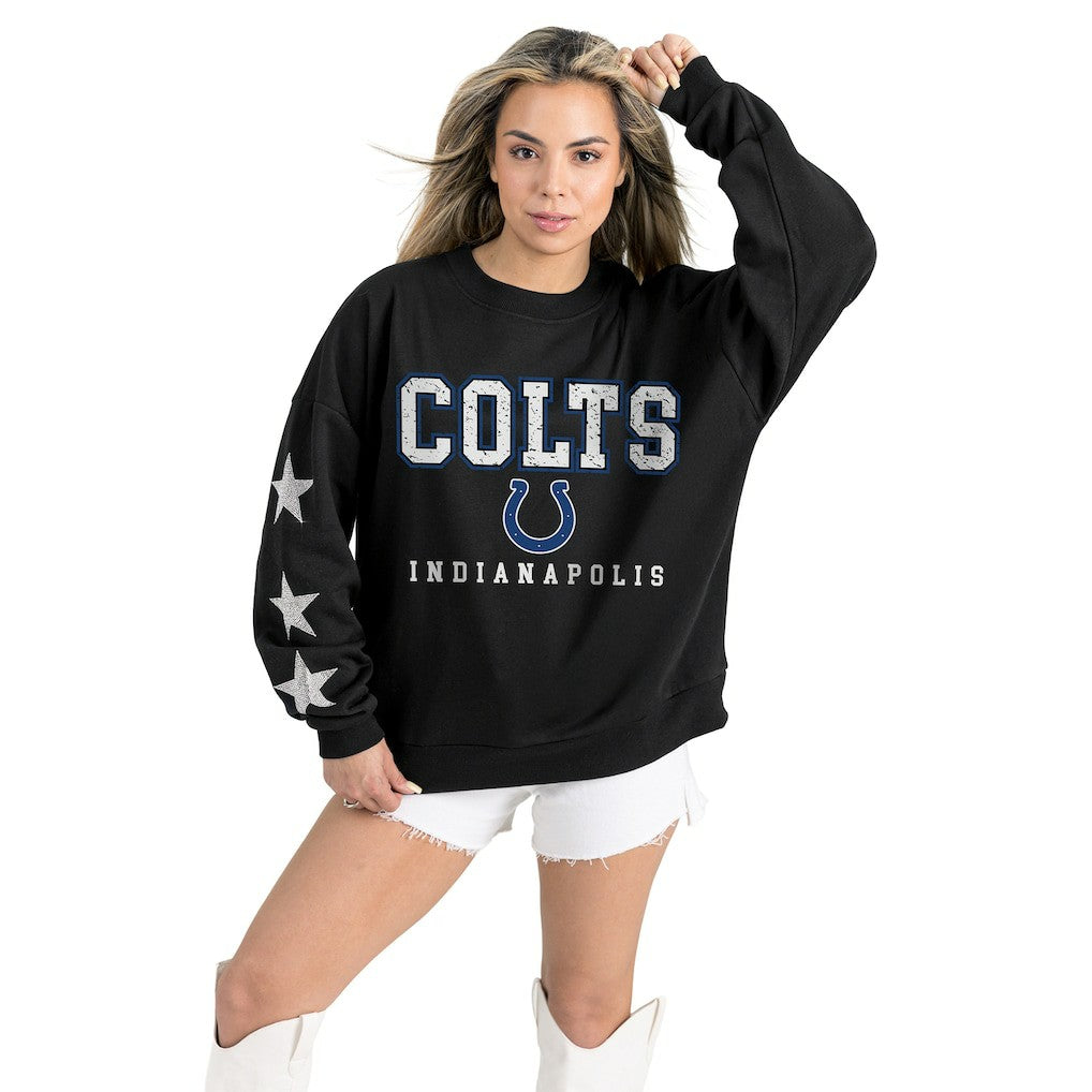 Gameday Couture Women's Velocity Relaxed Rhinestone Pullover Sweatshirt - Indianapolis Colts Pullover
