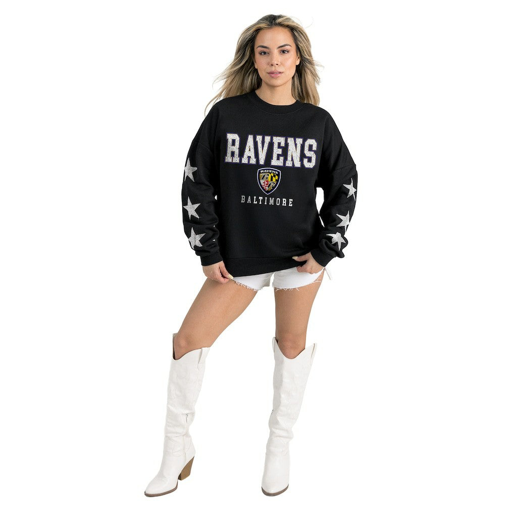 Gameday Couture Women's Velocity Relaxed Rhinestone Pullover Sweatshirt - Baltimore Ravens Pullover