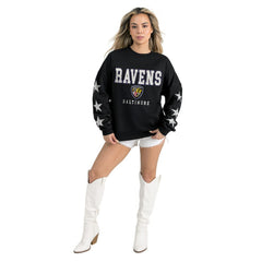Gameday Couture Women's Velocity Relaxed Rhinestone Pullover Sweatshirt - Baltimore Ravens Pullover