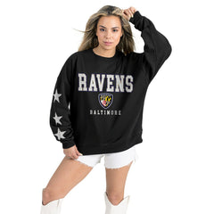 Gameday Couture Women's Velocity Relaxed Rhinestone Pullover Sweatshirt - Baltimore Ravens Pullover