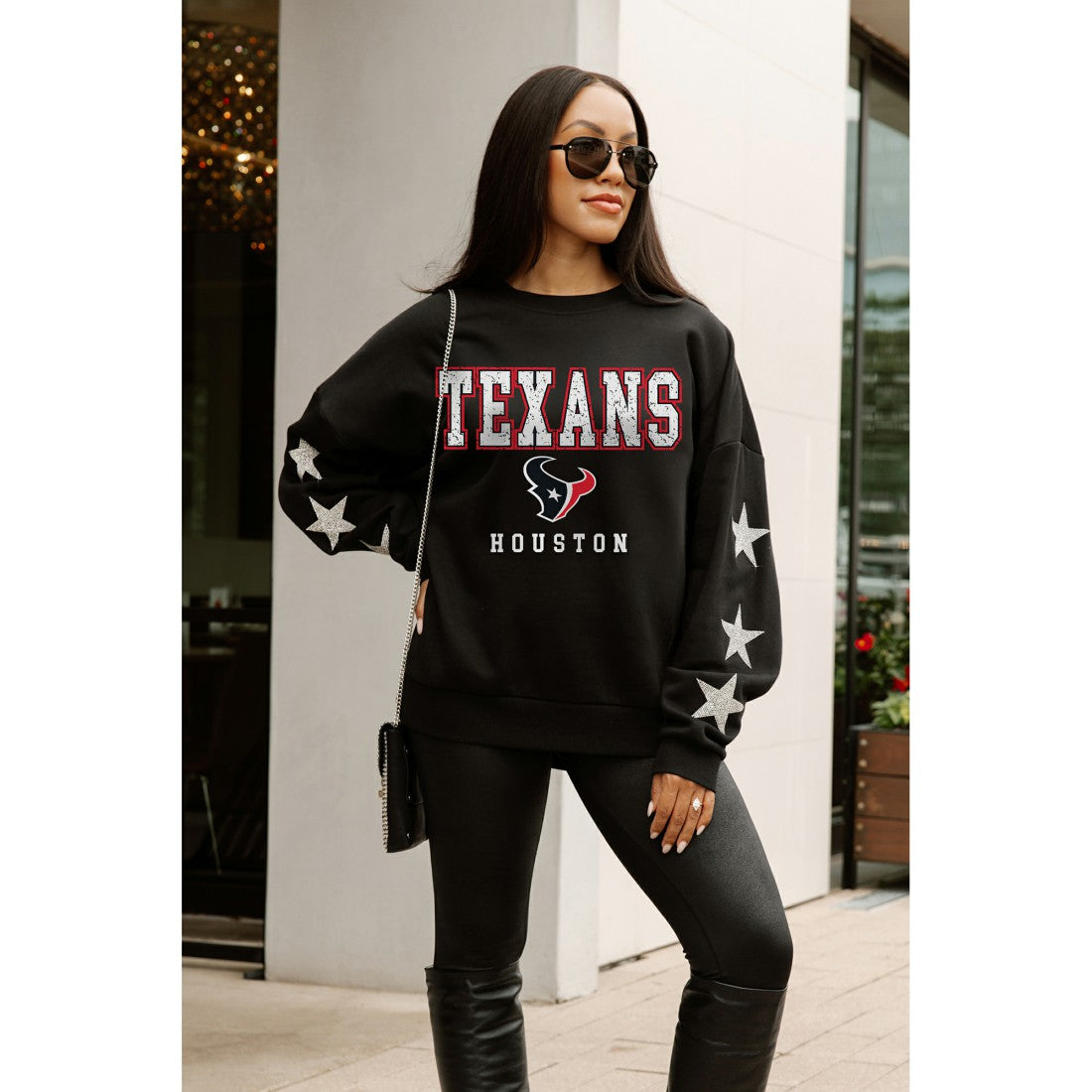 Gameday Couture Women's Velocity Relaxed Rhinestone Pullover Sweatshirt - Houston Texans Pullover