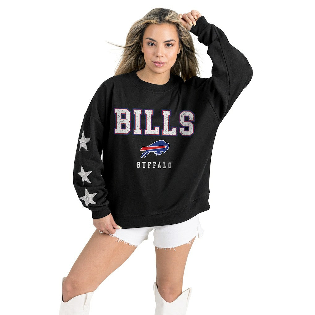 Gameday Couture Women's Velocity Relaxed Rhinestone Pullover Sweatshirt - Buffalo Bills Pullover