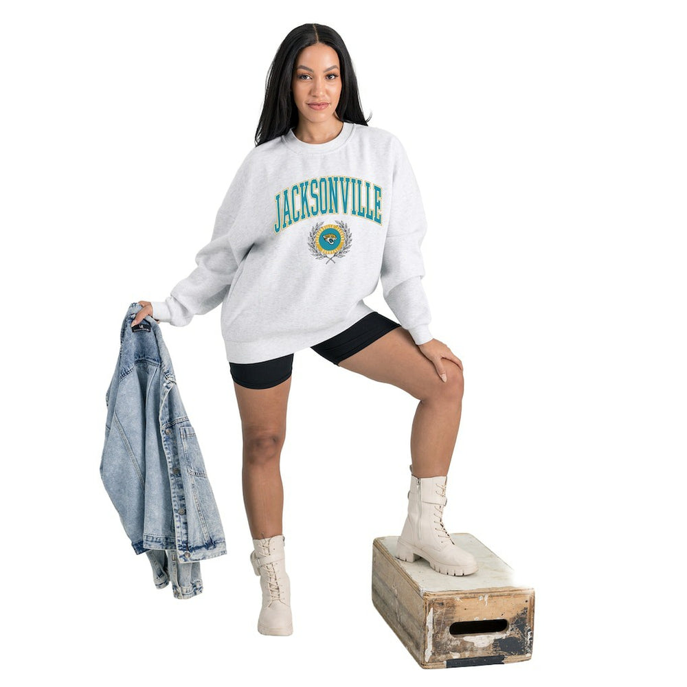 Gameday Couture Women's Traditional Logo Oversized Premium Fleece Pullover Sweatshirt - Jacksonville Jaguars Pullover