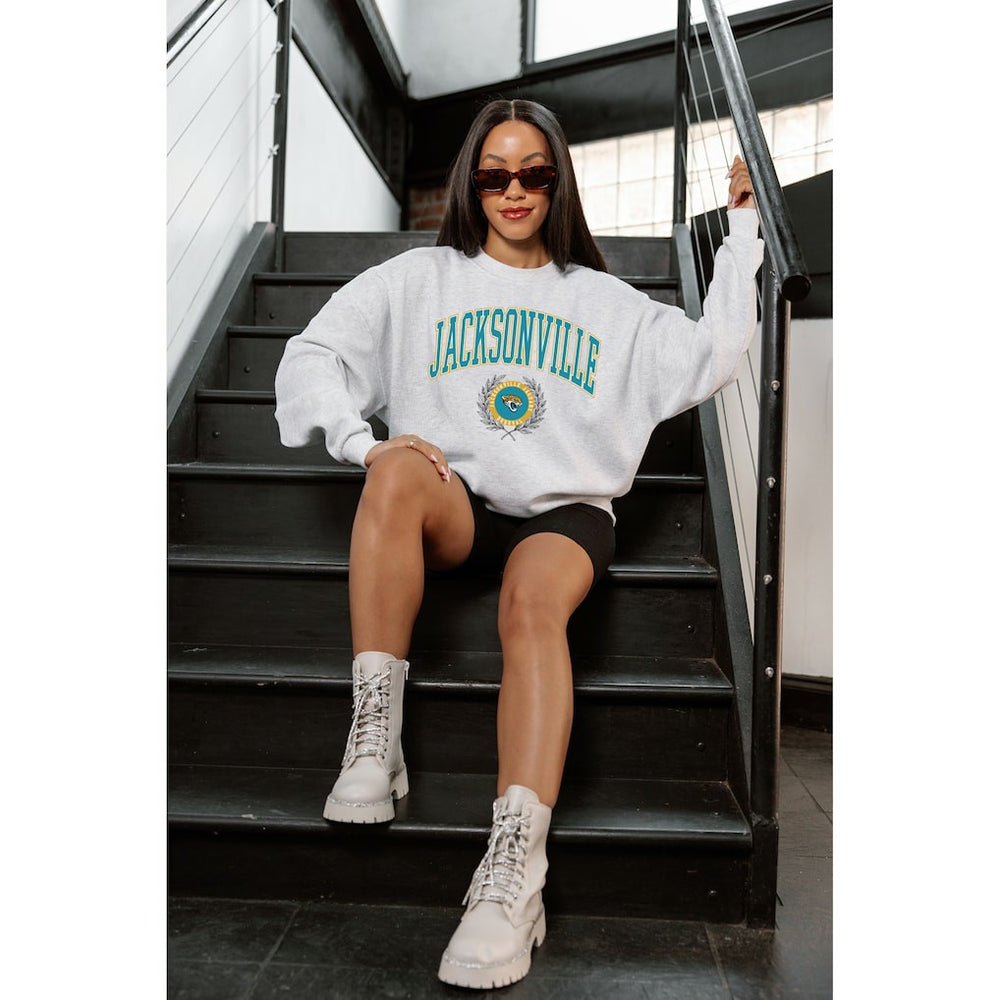 Gameday Couture Women's Traditional Logo Oversized Premium Fleece Pullover Sweatshirt - Jacksonville Jaguars Pullover