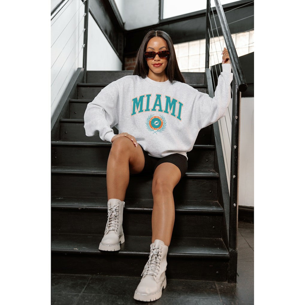 Gameday Couture Women's Traditional Logo Oversized Premium Fleece Pullover Sweatshirt - Miami Dolphins Pullover