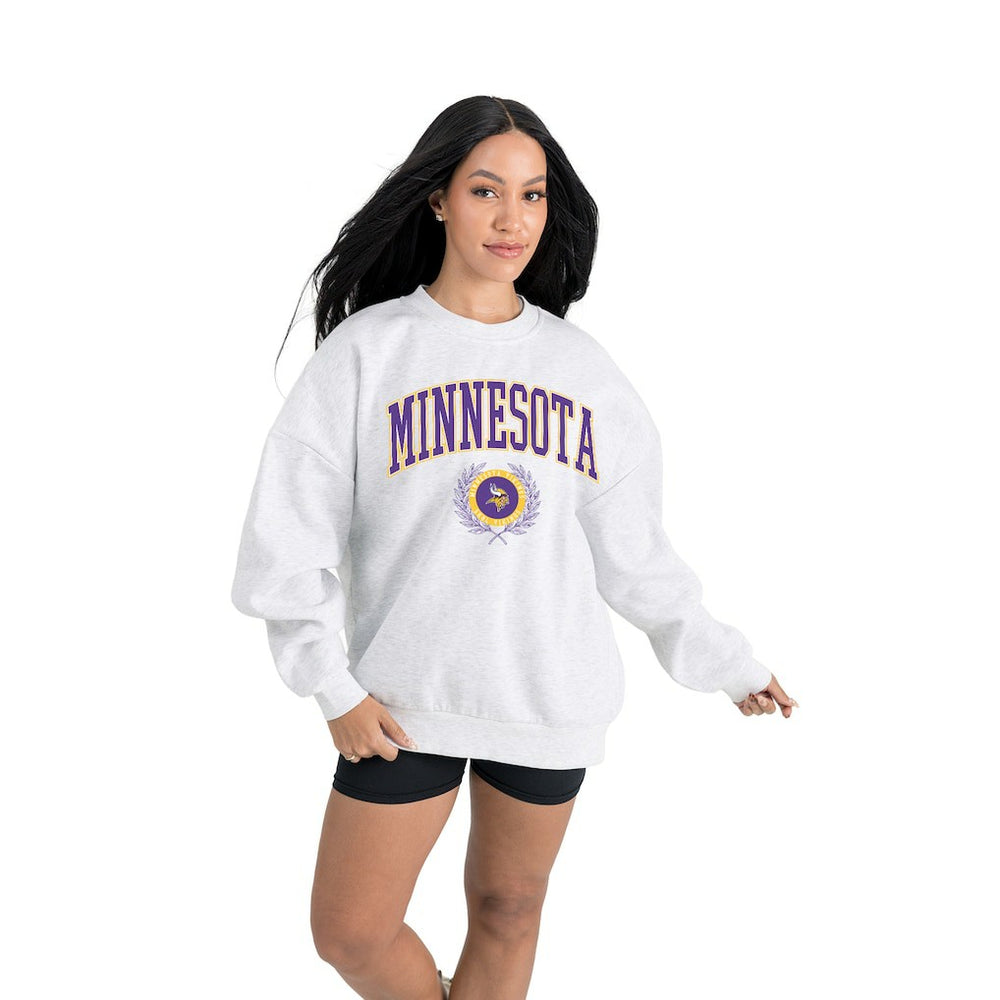 Gameday Couture Women's Traditional Logo Oversized Premium Fleece Pullover Sweatshirt - Minnesota Vikings Pullover