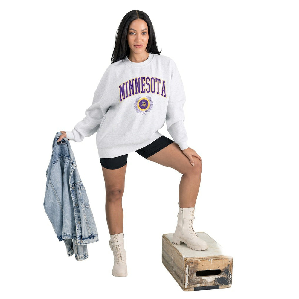 Gameday Couture Women's Traditional Logo Oversized Premium Fleece Pullover Sweatshirt - Minnesota Vikings Pullover