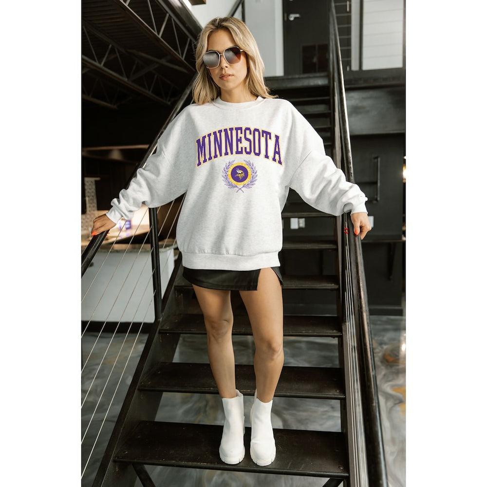 Gameday Couture Women's Traditional Logo Oversized Premium Fleece Pullover Sweatshirt - Minnesota Vikings Pullover