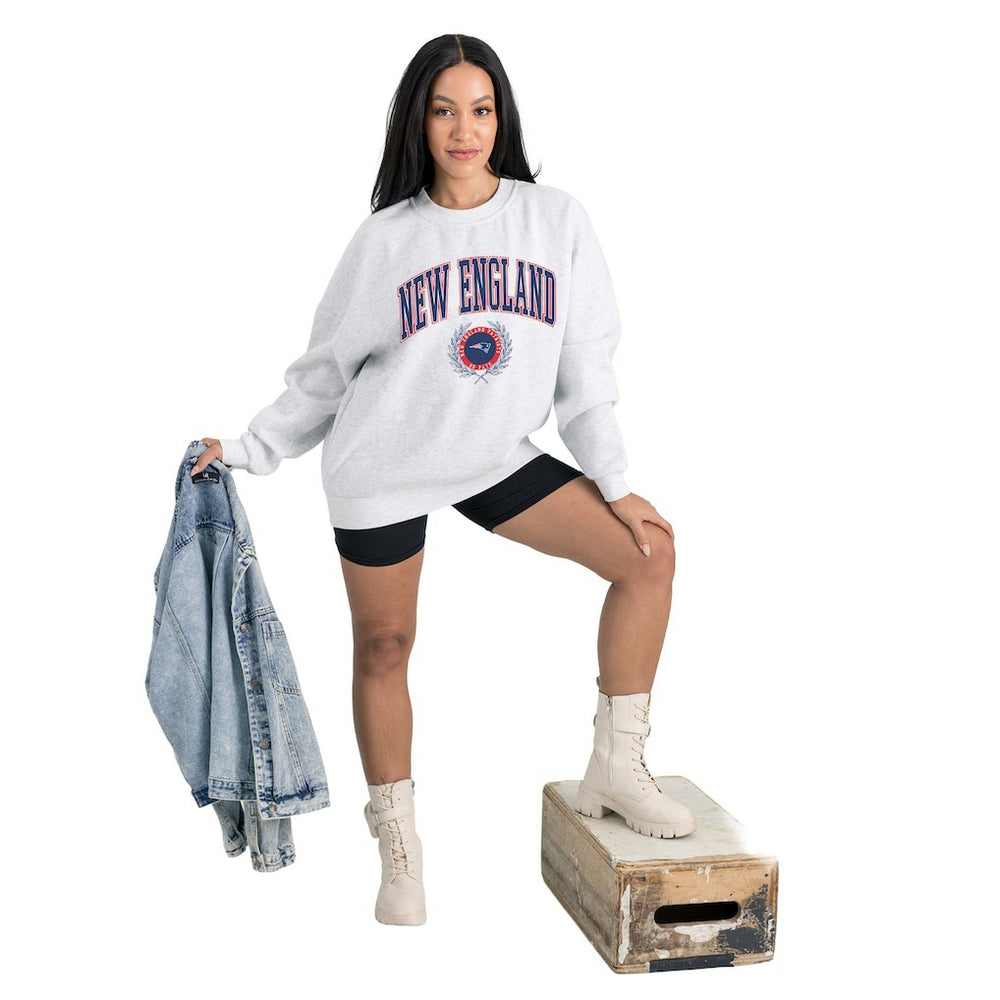 Gameday Couture Women's Traditional Logo Oversized Premium Fleece Pullover Sweatshirt - New England Patriots Pullover
