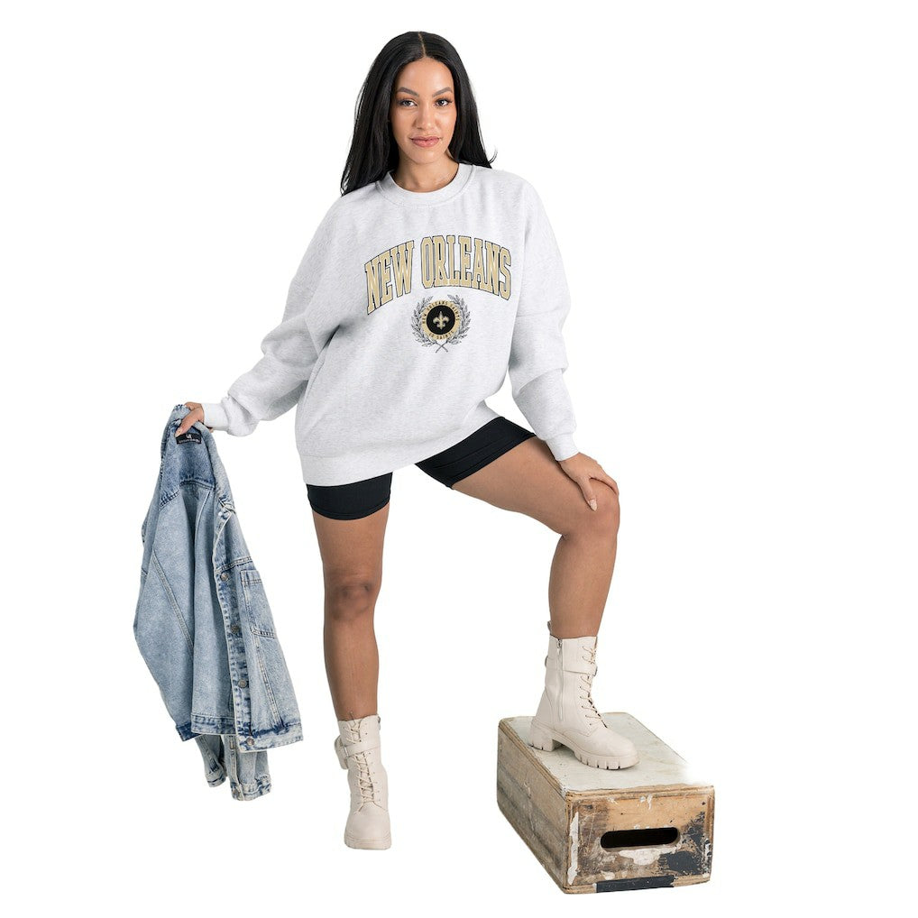 Gameday Couture Women's Traditional Logo Oversized Premium Fleece Pullover Sweatshirt - New Orleans Saints Pullover