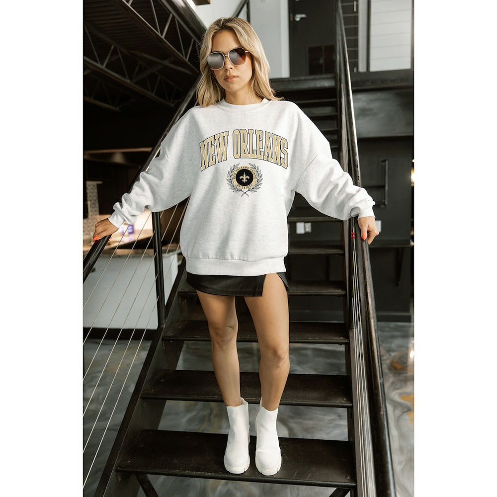 Gameday Couture Women's Traditional Logo Oversized Premium Fleece Pullover Sweatshirt - New Orleans Saints Pullover