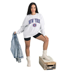 Gameday Couture Women's Traditional Logo Oversized Premium Fleece Pullover Sweatshirt - New York Giants Pullover