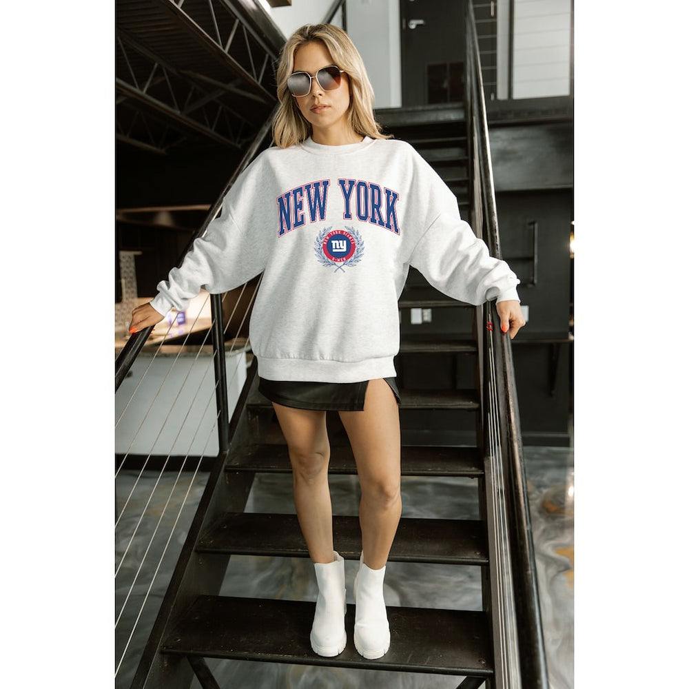 Gameday Couture Women's Traditional Logo Oversized Premium Fleece Pullover Sweatshirt - New York Giants Pullover
