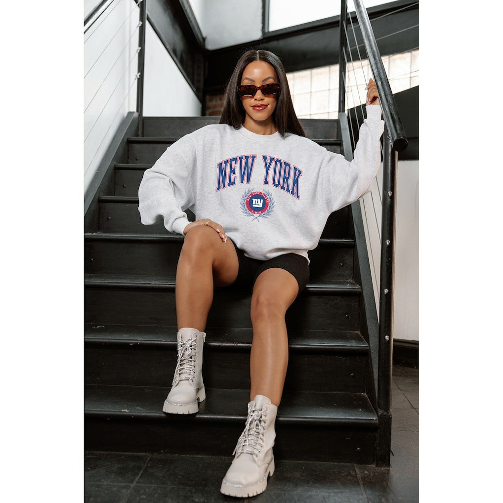 Gameday Couture Women's Traditional Logo Oversized Premium Fleece Pullover Sweatshirt - New York Giants Pullover