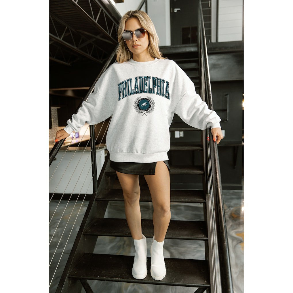 Gameday Couture Women's Traditional Logo Oversized Premium Fleece Pullover Sweatshirt - Philadelphia Eagles Pullover
