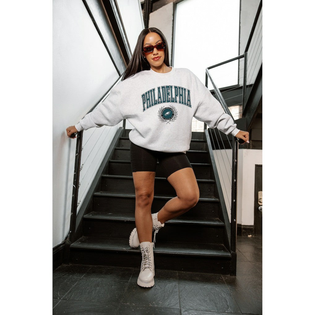 Gameday Couture Women's Traditional Logo Oversized Premium Fleece Pullover Sweatshirt - Philadelphia Eagles Pullover