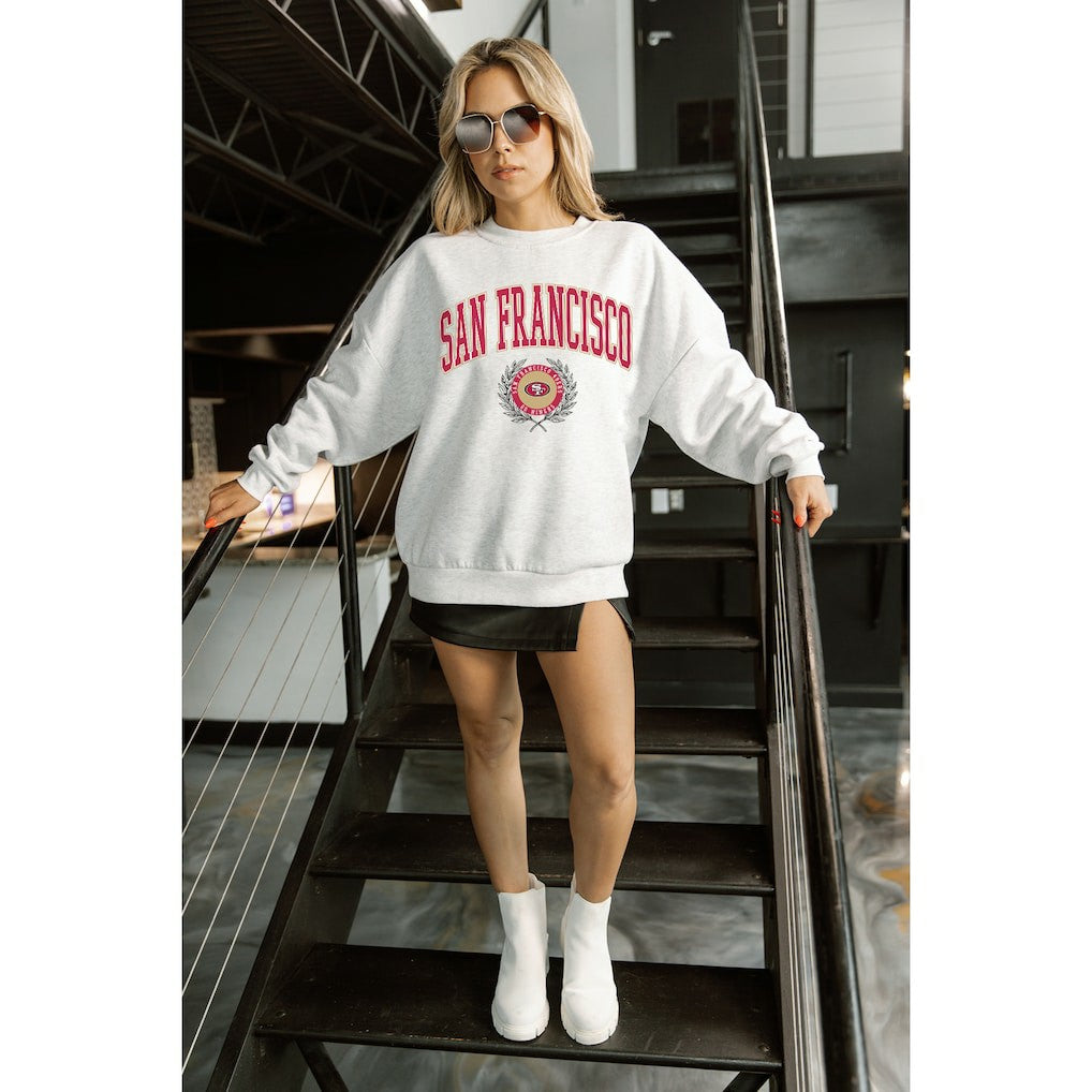 Gameday Couture Women's Traditional Logo Oversized Premium Fleece Pullover Sweatshirt - San Francisco 49ers Pullover