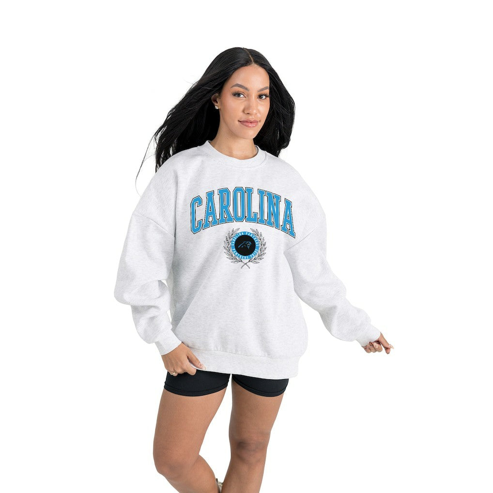 Gameday Couture Women's Traditional Logo Oversized Premium Fleece Pullover Sweatshirt - Carolina Panthers Pullover