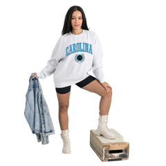 Gameday Couture Women's Traditional Logo Oversized Premium Fleece Pullover Sweatshirt - Carolina Panthers Pullover