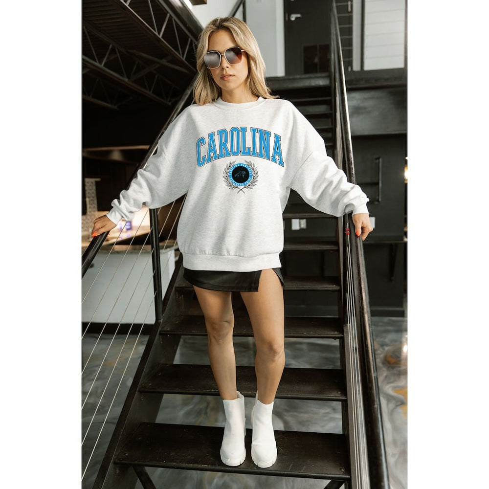 Gameday Couture Women's Traditional Logo Oversized Premium Fleece Pullover Sweatshirt - Carolina Panthers Pullover
