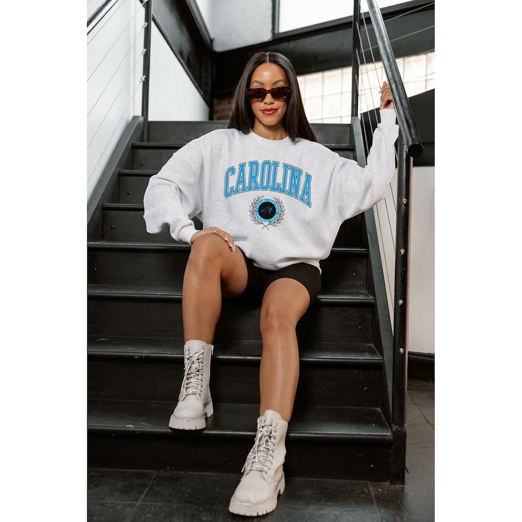 Gameday Couture Women's Traditional Logo Oversized Premium Fleece Pullover Sweatshirt - Carolina Panthers Pullover