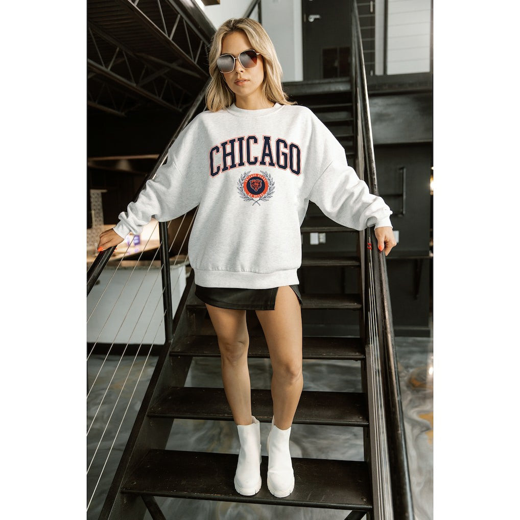 Gameday Couture Women's Traditional Logo Oversized Premium Fleece Pullover Sweatshirt - Chicago Bears Pullover