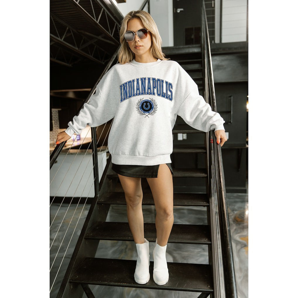 Gameday Couture Women's Traditional Logo Oversized Premium Fleece Pullover Sweatshirt - Indianapolis Colts Pullover