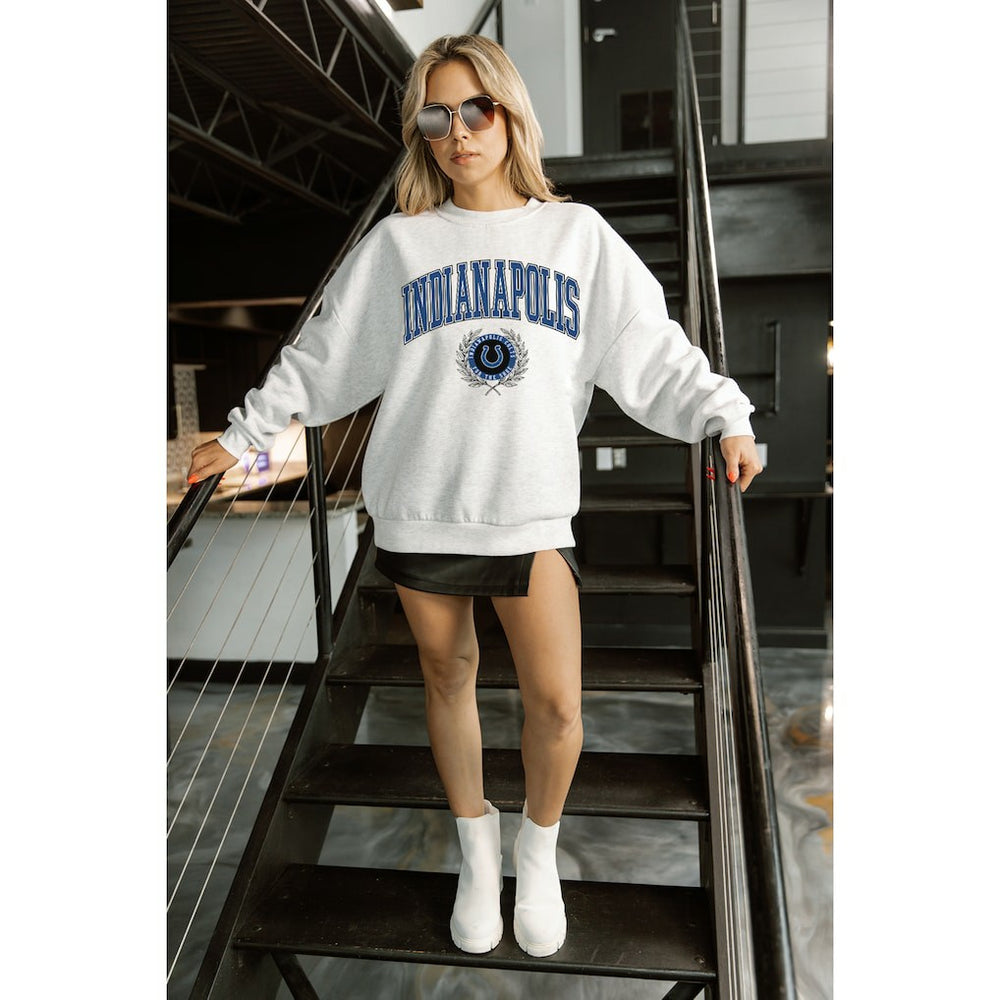 Gameday Couture Women's Traditional Logo Oversized Premium Fleece Pullover Sweatshirt - Indianapolis Colts Pullover