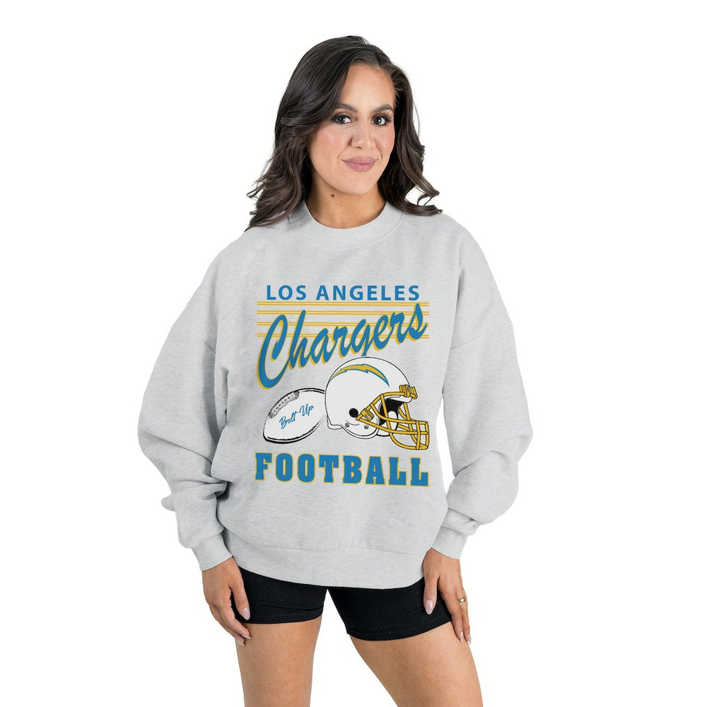 Gameday Couture Women's Home Turf Oversized Premium Fleece Pullover Sweatshirt - Los Angeles Chargers Pullover